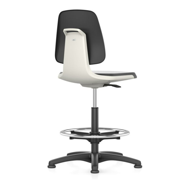 bimos Arbeitsstuhl Labsit 3, K-Leder weiß Sitzhöhe 520-770 mm