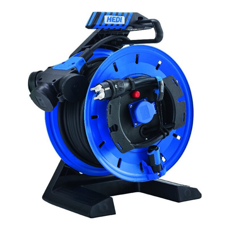 HEDI Vollkunststoff- Gerätekabeltrommel 40m Stecker-Typ E H07RN-F 3G2,5