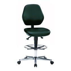 bimos Arbeitsstuhl Kunstleder schwarz Sitzhöhe 620-870 mm mit Rollen / Fußring