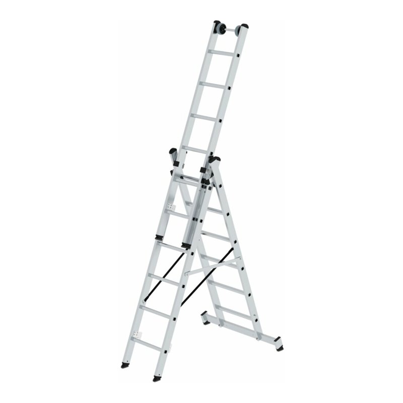 MUNK Aluminium-Mehrzweckleiter dreiteilig mit nivello ® -Traverse