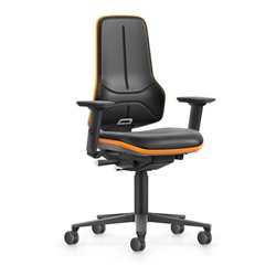 bimos Arbeitsstuhl XXL orange mit Rollen Kunstleder mit Armlehnen