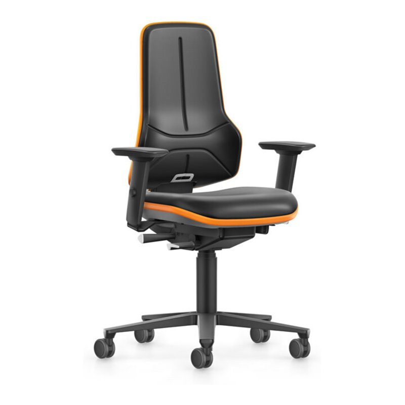 bimos Arbeitsstuhl XXL orange mit Rollen Kunstleder mit Armlehnen