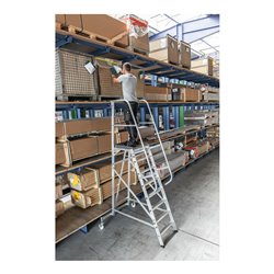 MUNK Aluminium-Plattformleiter einseitig begehbar, fahrbar
