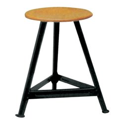 Bandstahlhocker Holz Rundsitz, RAL 9005 Dreibein, Höhe 600 mm Sitzfläche D 350