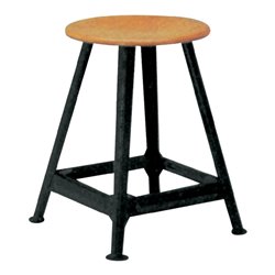 Bandstahlhocker Holz Rundsitz, RAL 9005 Vierbein, Höhe 500 mm Sitzfläche D 350