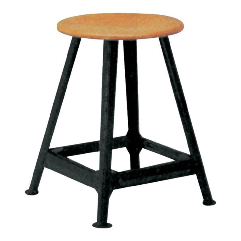 Bandstahlhocker Holz Rundsitz, RAL 9005 Vierbein, Höhe 600 mm Sitzfläche D 350