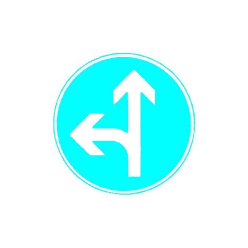 VKZ.214-10 Ronde 600mm Pfeile geradeaus/links RAL-Gütezeichen Folie RA2