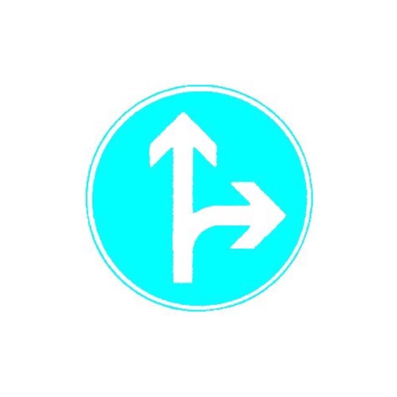 VKZ.214 Ronde 600mm Pfeile geradeaus/rechts RAL-Gütezeichen Folie RA2