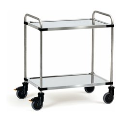 fetra Edelstahlwagen 120 kg, mit Rohrschiebebügel und 2 Böden