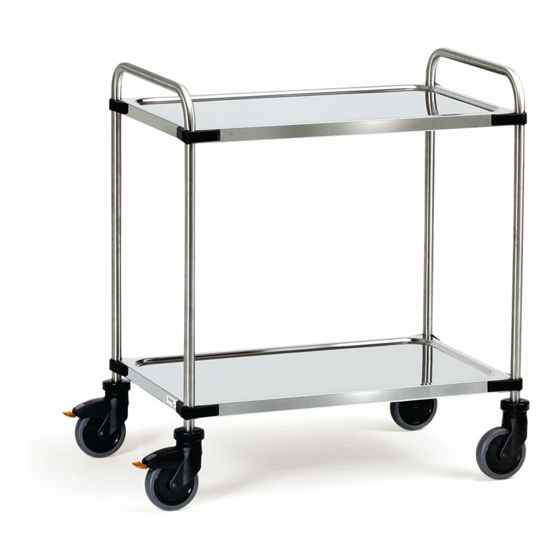 fetra Edelstahlwagen 120 kg, mit Rohrschiebebügel und 2 Böden