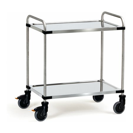 fetra Edelstahlwagen 120 kg, mit Rohrschiebebügel und 2 Böden