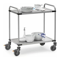 fetra Edelstahlwagen 120 kg, mit Rohrschiebebügel und 2 Böden