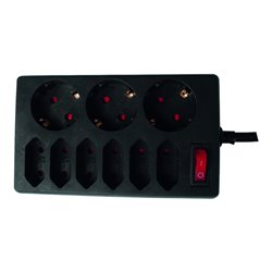 REV Tisch-Steckdoseleiste 3+6 m.Schalter sw