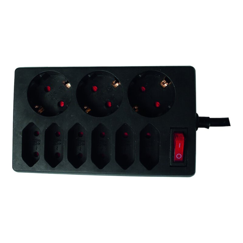 REV Tisch-Steckdoseleiste 3+6 m.Schalter sw