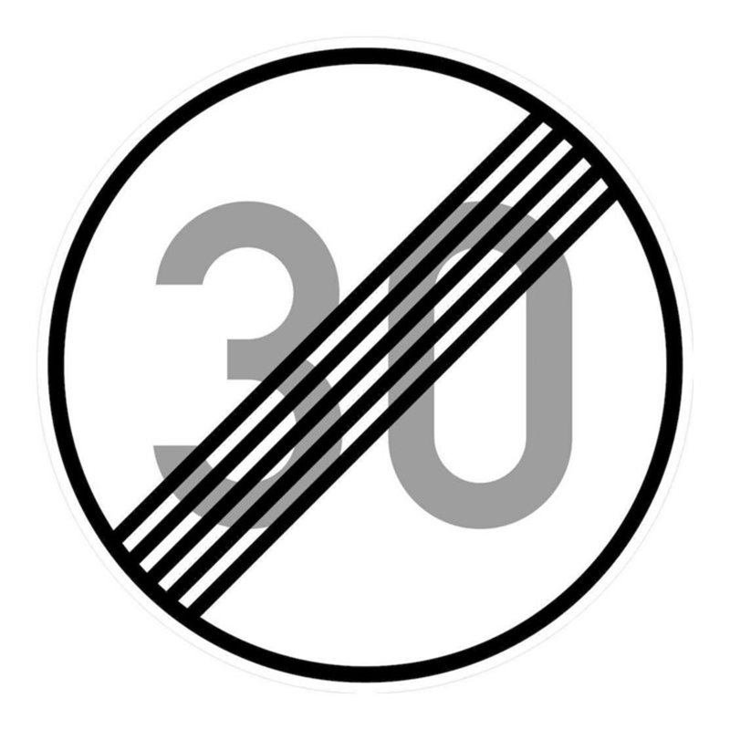 VKZ.278-30 Ronde 600mm Ende 30 km/h RAL-Gütezeichen Folie RA2