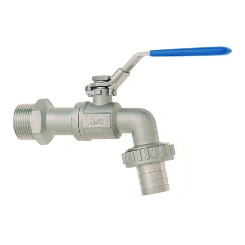 GEKA Kugelauslaufventil VA, Griff blau, 1/2',SB mit blauem Griff