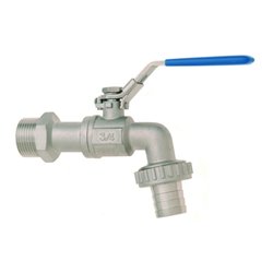 GEKA Kugelauslaufventil VA, Griff blau, 3/4',SB mit blauem Griff