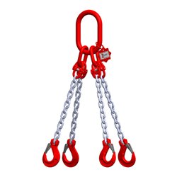 Kettengehänge 4 Strang, verzinkt, GK8, NL 2 Meter mit Gabelkopf-Lasthaken