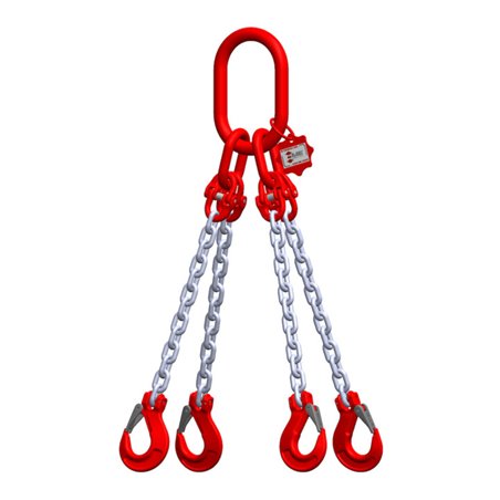 Kettengehänge 4 Strang, verzinkt, GK8, NL 2 Meter mit Gabelkopf-Lasthaken