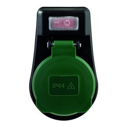 REV Adapter IP44 mit Schalter schwarz/grün