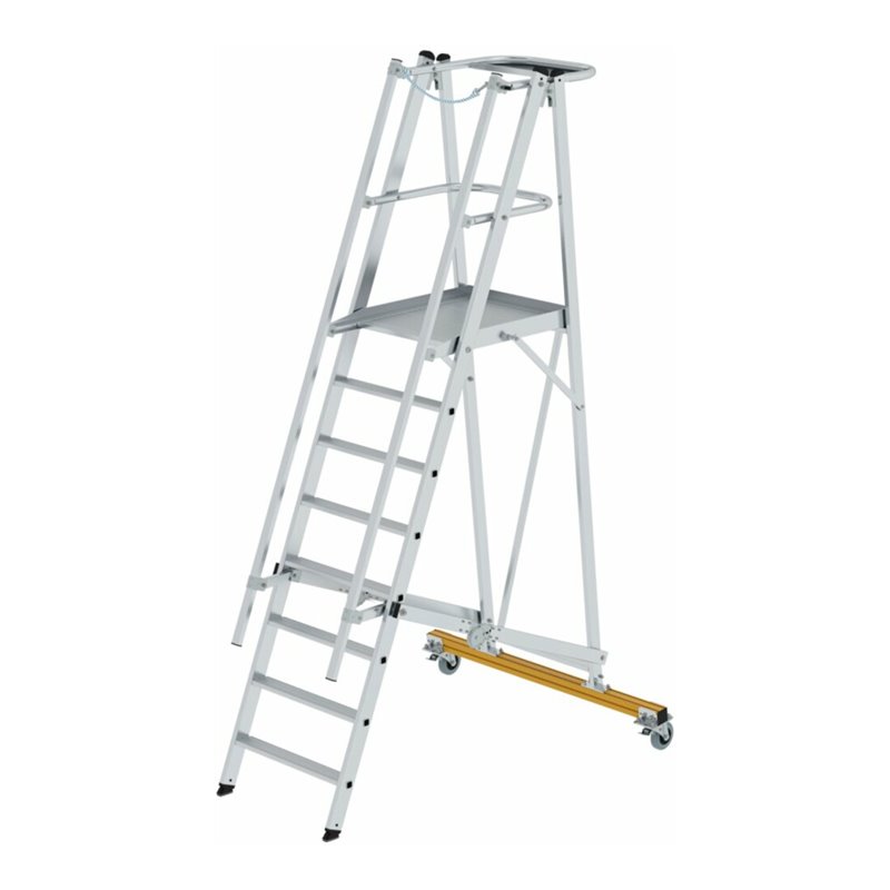 MUNK Aluminium-Podestleiter fahrbar, klappbar