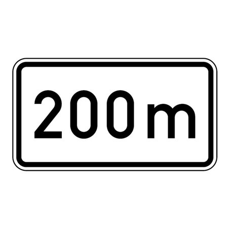 Zusatzschild 1004, 330x600mm Text: 200m RAL-Gütezeichen Folie RA2