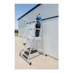 MUNK Aluminium-Podesttreppe einseitig begehbar fahrbar