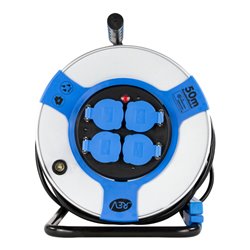 REV Kabeltrommel 50m Stahl IP44 4-fach st-rt H05VV-F 3G1,5