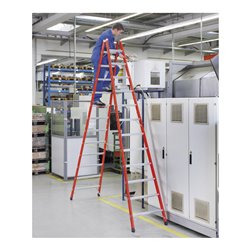 ZARGES Kunststoff-Stehleiter, beidseitig begehbar, mit GFK-Holme und Leichtmetall-Breitsprossen