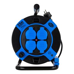 REV Kabeltrommel kompakt 25m H05VV-F 3G1,5 Kunststoff sw/gr