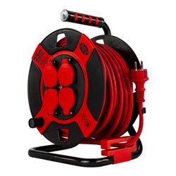 REV Kabeltrommel 25m 4-fach IP 44 Kunststoff H07RN-F 3G1,5 sw-rt