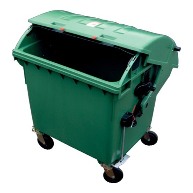 Müllcontainer Kunststoff 1,1 cbm Runddeckel grün