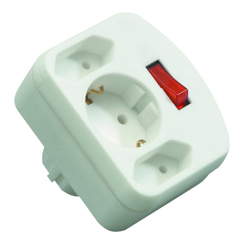 REV Adapter mit Schalter 2+1-fach weiß