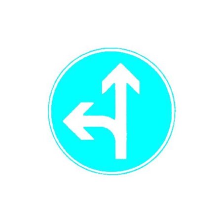 VKZ.214-10 Ronde 600mm Pfeile geradeaus/links RAL-Gütezeichen Folie RA1