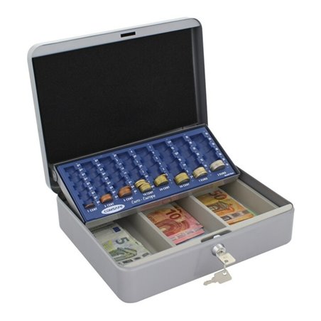 ROTTNER Geldzählkassette mit Euro-Einsatz Stahlblech silber