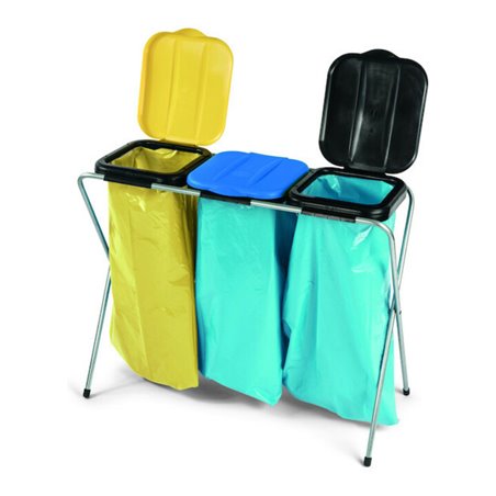 Nölle Abfallsammler 3x120 l m.Deckel gelb/blau/schw