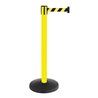 RS-GUIDESYSTEMS Absperrpfosten Metall, gelb, Gurtlänge: 4m Gurt: schwarz-gelb, diagonal