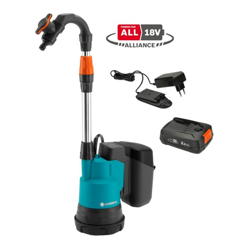 Gardena Akku-Regenfasspumpe 2000/2 18V P4A Ready-To-Use Set