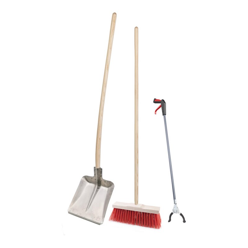 FLORA Geräteset Außenreinigung mit Greifzange, Besen und Alu-Schaufel