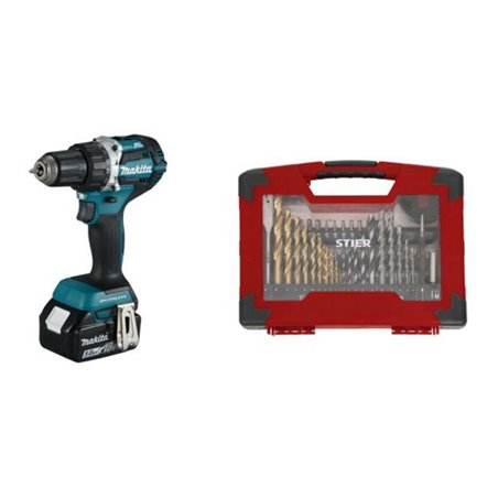 Makita Akku-Bohrschrauber DDF484RTJ 18V / 5Ah mit 100-teiligem Zubehör-Set