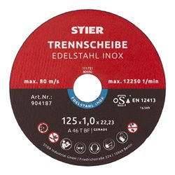 Makita Akku-Winkelschleifer DGA511Z, Solo-Version + Edelstahl-Trennscheibe 125 x 1,0 x 22,23 mm, Form gerade