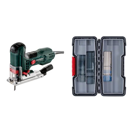 Metabo Stichsäge STE 100 Quick im Kunststoffkoffer + Bosch Stichsägeblatt-Set Wood and Metal 30-tlg.