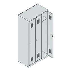 C+P Spind Basis PLUS, 3 Abteile, 1850x900x500mm, 7035/5010