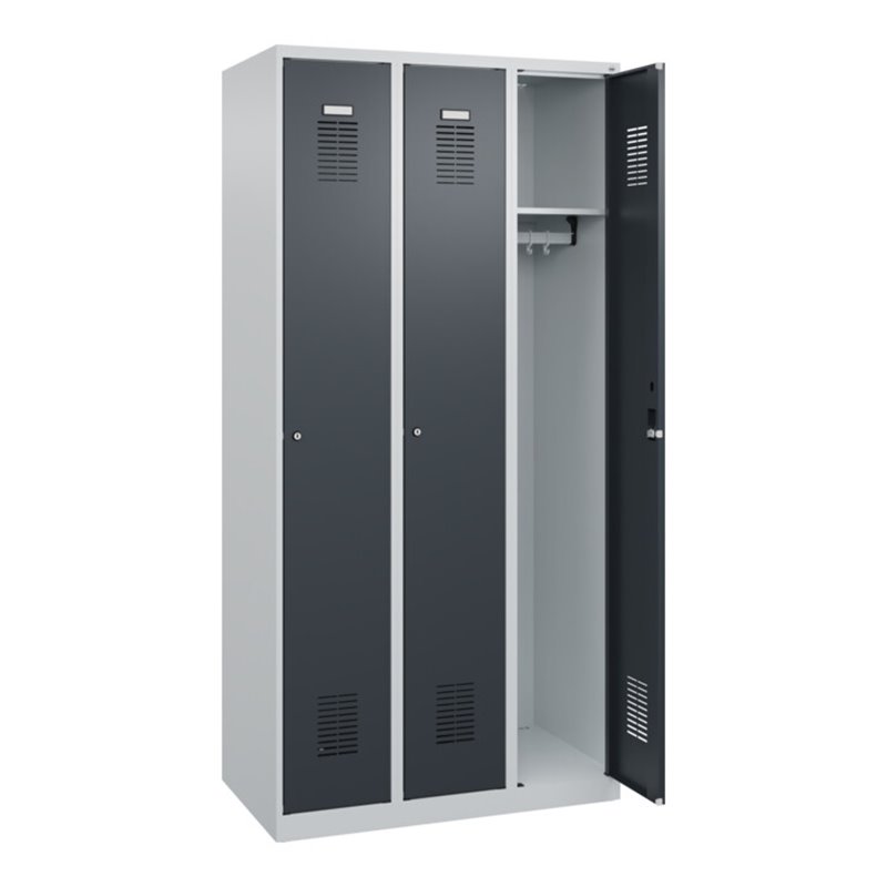 C+P Spind Basis PLUS, 3 Abteile, 1850x900x500mm, 7035/7016