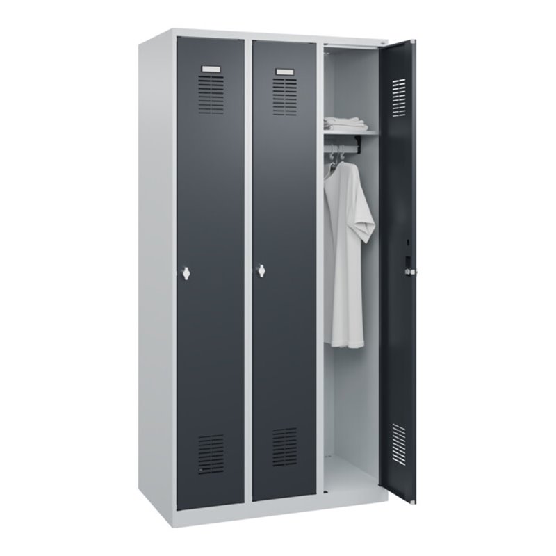 C+P Spind Basis PLUS, 3 Abteile, 1850x900x500mm, 7035/7016