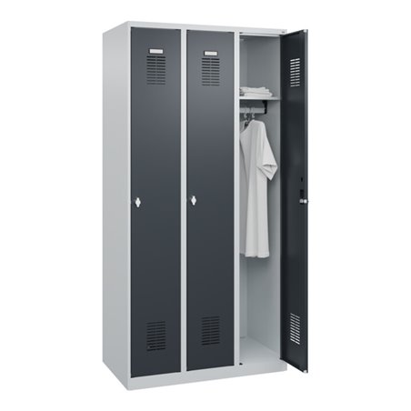 C+P Spind Basis PLUS, 3 Abteile, 1850x900x500mm, 7035/7016