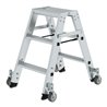 MUNK Aluminium-Stufenstehleiter beidseitig begehbar mit Rollen