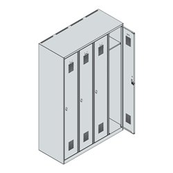 C+P Spind Basis PLUS, 4 Abteile, 1850x1200x500mm, 7035/7035