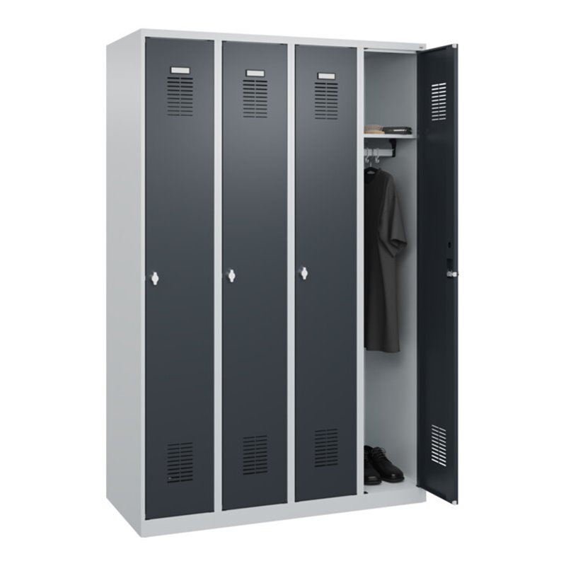 C+P Spind Basis PLUS, 4 Abteile, 1850x1200x500mm, 7035/7016