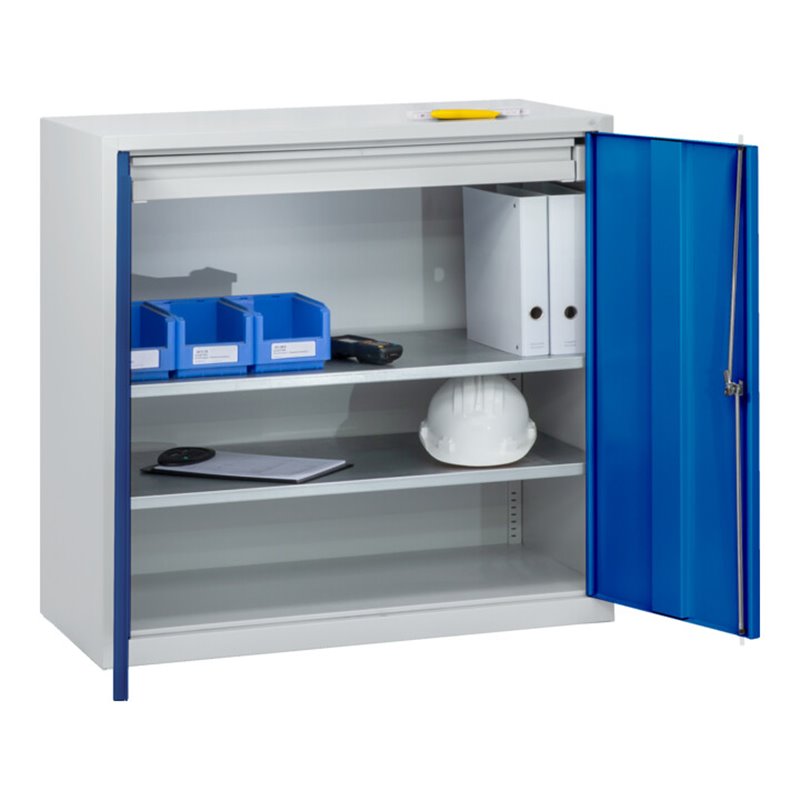 C+P Stahl-Flügeltürenschrank Serie 89, H1000xB100xT500mm, 7035/5010